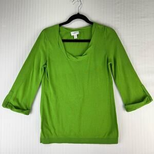 LOFT Kelly Green 3/4 Sleeve Pima Cotton Sweater Shirt Women’s Size Medium